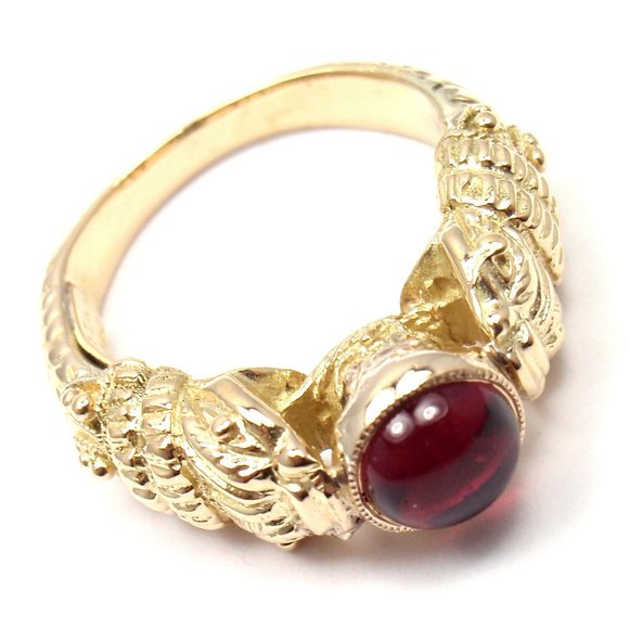 Very Rare! Authentic Zolotas Greece 18k Yellow Gold Pink Tourmaline Band Ring - Picture 3 of 8